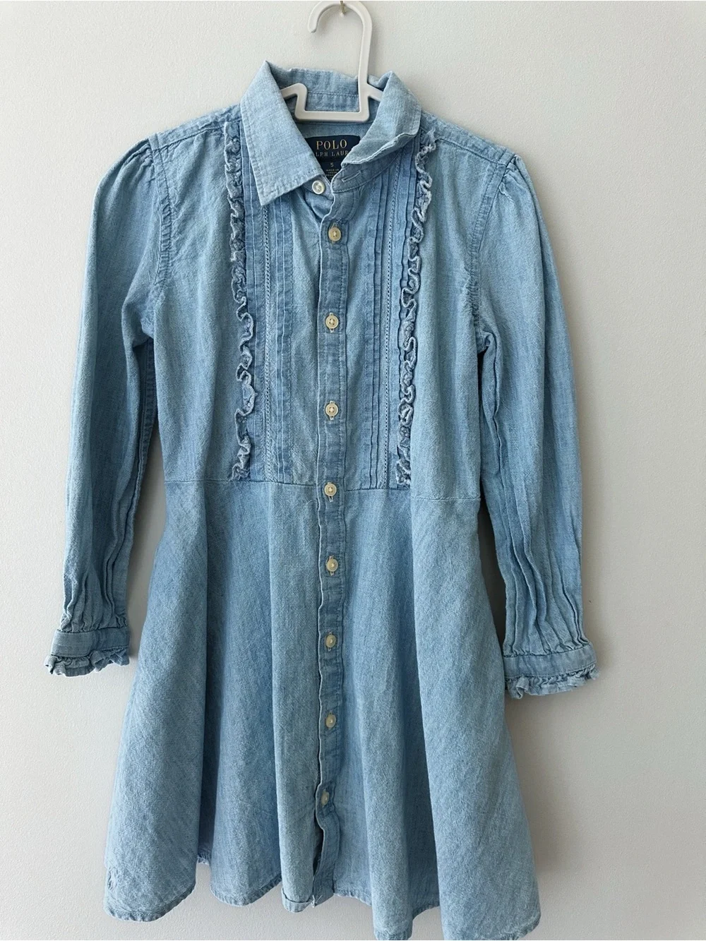 Polo Ralph Lauren Chambray Shirt Dress Size 5, Light Blue